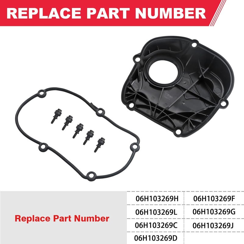 Fitede Engine Upper Timing Chain Cover with Gasket Fits for Audi A3 A4 A5 VW Beetle Jetta Replaces# 06H103269C 06H103269L 06H103269H - Image 2